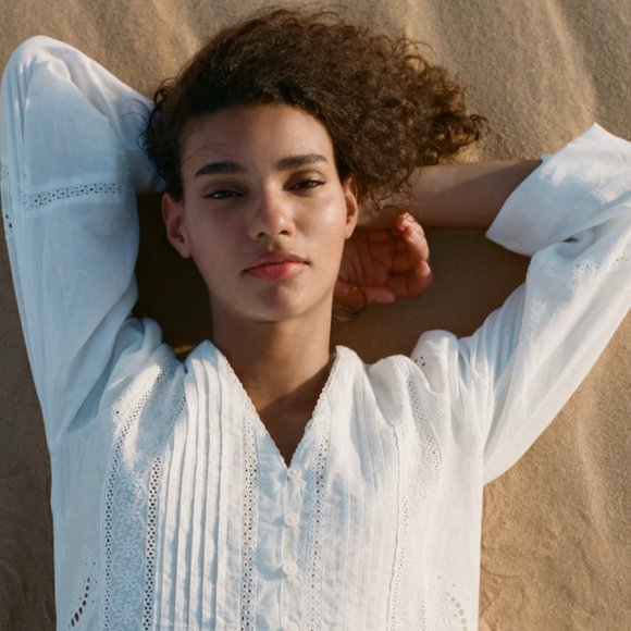 Zara Tops - Zara Oyster Embroidered Blouse